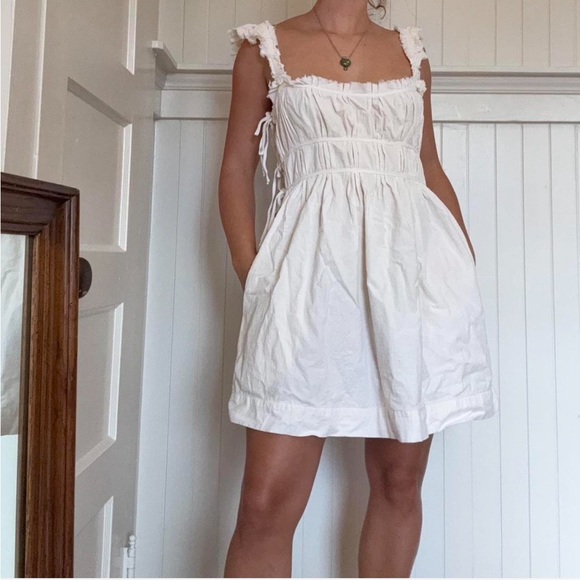 Free People White Ruffle Mini Dress - Picture 4 of 6